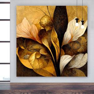 Aluminiumbild Edle herbstliche Blumenblätter Quadrat