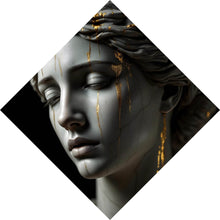 Lade das Bild in den Galerie-Viewer, Poster Edle moderne Skulptur mit goldenen Akzenten Raute
