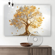 Lade das Bild in den Galerie-Viewer, Leinwandbild Edler Goldener Baum Querformat
