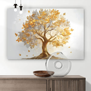 Aluminiumbild Edler Goldener Baum Querformat