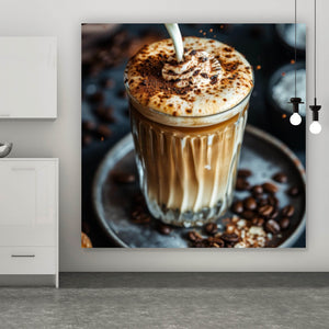 Leinwandbild Edler Kaffee Genuss mit Sahnehaube Quadrat