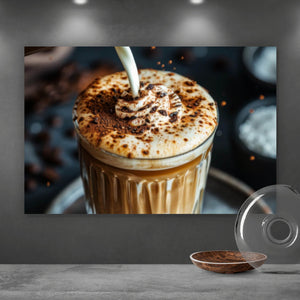 Leinwandbild Edler Kaffee Genuss mit Sahnehaube Querformat