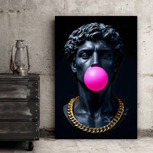 Lade das Bild in den Galerie-Viewer, Aluminiumbild Edler Skulpturenkopf mit Kaugummi Hochformat
