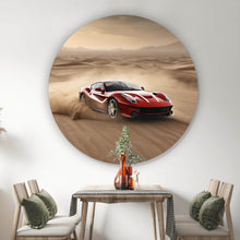 Lade das Bild in den Galerie-Viewer, Aluminiumbild Edler Sportwagen im Wüstensand Kreis
