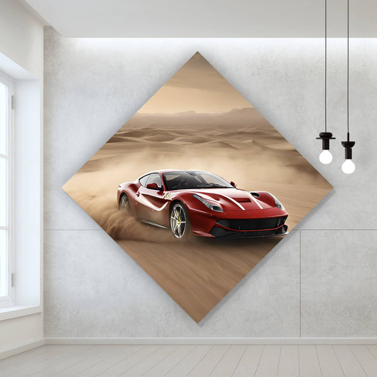 Poster Edler Sportwagen im Wüstensand Raute