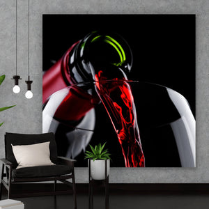 Poster Edler Wein fließt ins Glas Quadrat