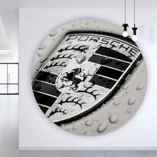 Lade das Bild in den Galerie-Viewer, Aluminiumbild gebürstet Edles Emblem mit Regentropfen Kreis
