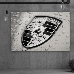 Aluminiumbild Edles Emblem mit Regentropfen Querformat