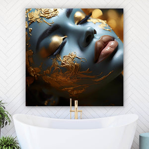 Acrylglasbild Edles Gesicht mit goldenen Details Quadrat