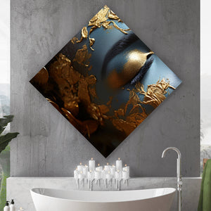 Poster Edles Gesicht mit goldenen Details Raute