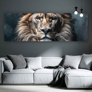 Acrylglasbild Edles Löwenporträt im eleganten Anzug Panorama