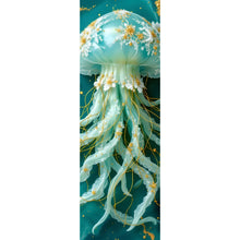 Lade das Bild in den Galerie-Viewer, Leinwandbild Edles Quallenmotiv mit floralen Details Panorama Hoch
