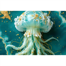 Lade das Bild in den Galerie-Viewer, Poster Edles Quallenmotiv mit floralen Details Querformat
