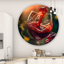 Lade das Bild in den Galerie-Viewer, Aluminiumbild gebürstet Edles Weinglas mit frischen Trauben Kreis
