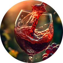 Lade das Bild in den Galerie-Viewer, Aluminiumbild gebürstet Edles Weinglas mit frischen Trauben Kreis
