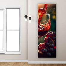 Lade das Bild in den Galerie-Viewer, Leinwandbild Edles Weinglas mit frischen Trauben Panorama Hoch
