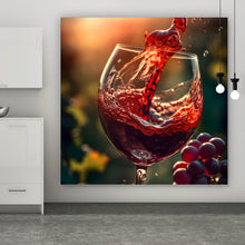 Lade das Bild in den Galerie-Viewer, Aluminiumbild Edles Weinglas mit frischen Trauben Quadrat
