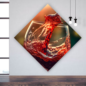 Leinwandbild Edles Weinglas mit frischen Trauben Raute