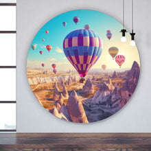 Lade das Bild in den Galerie-Viewer, Aluminiumbild gebürstet Eindrucksvolle Ballonfahrt über Landschaft Kreis
