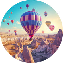 Lade das Bild in den Galerie-Viewer, Aluminiumbild gebürstet Eindrucksvolle Ballonfahrt über Landschaft Kreis
