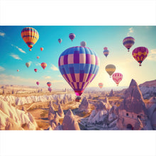 Lade das Bild in den Galerie-Viewer, Aluminiumbild Eindrucksvolle Ballonfahrt über Landschaft Querformat
