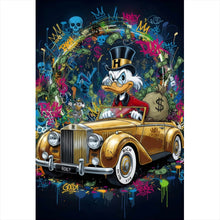 Lade das Bild in den Galerie-Viewer, Leinwandbild Eindrucksvolle Ente in einem Luxusauto Hochformat
