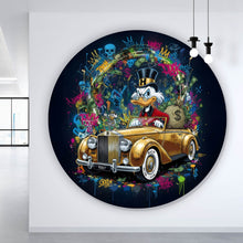 Lade das Bild in den Galerie-Viewer, Aluminiumbild Eindrucksvolle Ente in einem Luxusauto Kreis
