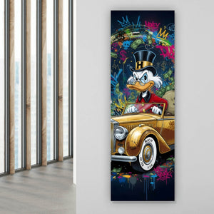 Poster Eindrucksvolle Ente in einem Luxusauto Panorama Hoch