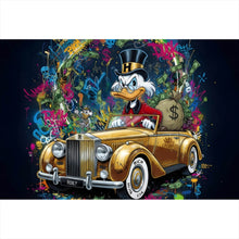 Lade das Bild in den Galerie-Viewer, Acrylglasbild Eindrucksvolle Ente in einem Luxusauto Querformat
