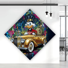 Lade das Bild in den Galerie-Viewer, Acrylglasbild Eindrucksvolle Ente in einem Luxusauto Raute
