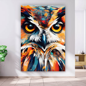 Acrylglasbild Eindrucksvolle Eulen Malerei Hochformat