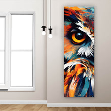 Lade das Bild in den Galerie-Viewer, Aluminiumbild Eindrucksvolle Eulen Malerei Panorama Hoch
