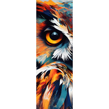 Lade das Bild in den Galerie-Viewer, Aluminiumbild gebürstet Eindrucksvolle Eulen Malerei Panorama Hoch
