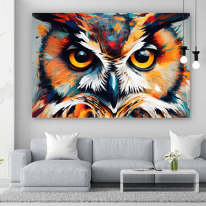 Acrylglasbild Eindrucksvolle Eulen Malerei Querformat