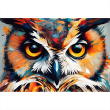 Lade das Bild in den Galerie-Viewer, Aluminiumbild Eindrucksvolle Eulen Malerei Querformat
