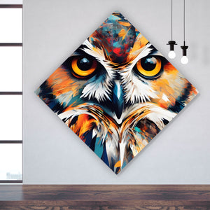 Spannrahmenbild Eindrucksvolle Eulen Malerei Raute