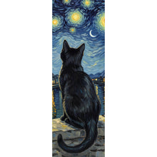 Lade das Bild in den Galerie-Viewer, Acrylglasbild Eindrucksvolle Katze unter Sternenhimmel Panorama Hoch
