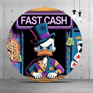 Aluminiumbild Eindrucksvolles Entenmotiv mit Geldsymbolen Kreis