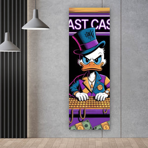 Poster Eindrucksvolles Entenmotiv mit Geldsymbolen Panorama Hoch