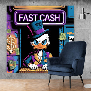 Aluminiumbild Eindrucksvolles Entenmotiv mit Geldsymbolen Quadrat