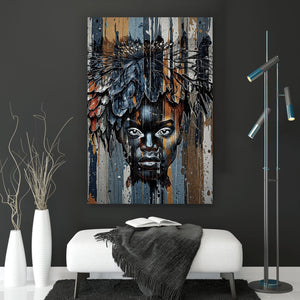 Acrylglasbild Eindrucksvolles Frauengesicht Hochformat