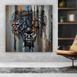 Leinwandbild Eindrucksvolles Frauengesicht Quadrat