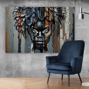 Acrylglasbild Eindrucksvolles Frauengesicht Querformat