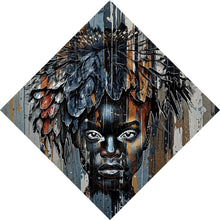 Lade das Bild in den Galerie-Viewer, Aluminiumbild Eindrucksvolles Frauengesicht Raute
