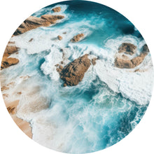 Lade das Bild in den Galerie-Viewer, Aluminiumbild gebürstet Eindrucksvolles Meeresrauschen auf Felsen Kreis
