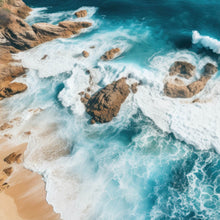 Lade das Bild in den Galerie-Viewer, Acrylglasbild Eindrucksvolles Meeresrauschen auf Felsen Quadrat
