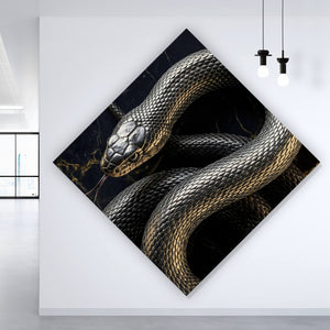 Aluminiumbild Elegante Schlange auf Marmor Raute