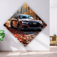 Lade das Bild in den Galerie-Viewer, Poster Elegantes Auto in herbstlicher Waldlandschaft Raute
