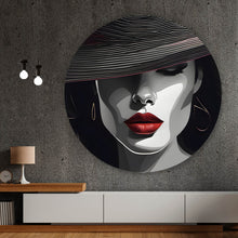 Lade das Bild in den Galerie-Viewer, Aluminiumbild Elegantes Frauengesicht Grafikdesign Kreis
