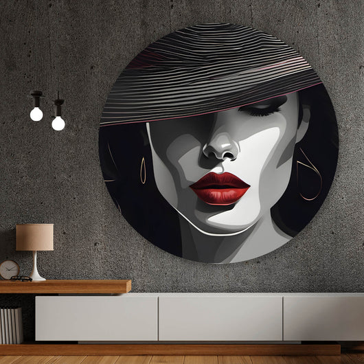 Aluminiumbild gebürstet Elegantes Frauengesicht Grafikdesign Kreis
